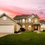 Chicago real estate skyline with modern buildings and residential homes