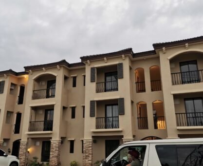 Modern condo building in Mount Prospect with dedicated parking spaces